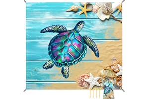 Jopee Picknickdecke Wasserdicht, 200x220 cm Meeresschildkröte Sandfrei Strandmatte für 1-4 Personen, Ultraleicht und Tragbar XXL Stranddecke für Wandern, Reisen, Camping, Outdoor
