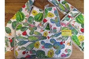 PAGO POCO Set Presina+Guantone+Tovaglietta Americana+Grembiule+Canovaccio Fantasia CACTUS 100% Cotone MADE IN ITALY!!!! (Set 3 Strofinacci)