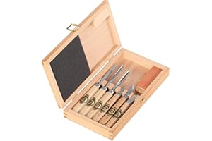 KIRSCHEN Werkzeuge 3437000 | Kerbschnitzsatz im Holzkasten, 7-teilig inkl. Abziehstein