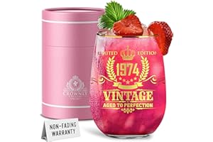 CROWNLY CRYSTAL® Personalisierte Geschenke Frauen 1974 Weingläser Mit Gravur 50 Geburtstag Frau Geschenke Für Frauen Zum Geburtstag 50. Geburtstag Frau Geburtstagsgeschenk Für Mama Coole Geschenke