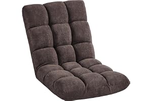 Yaheetech Golvstol, vikbar, Lazy soffa, relaxfåtölj, meditationsstol, golvfåtölj med justerbart ryggstöd, läsfåtölj för hem e