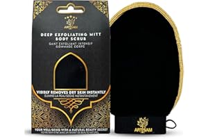 ARTISAM Gant exfoliant noir - La solution tout-en-un pour une peau douce et radieuse - Gant Kessa Gommage Corps Et Visage Femme Et Homme - Qualité Premium Douche Hammam Sauna Spa - Soin beauté (1 pièce)