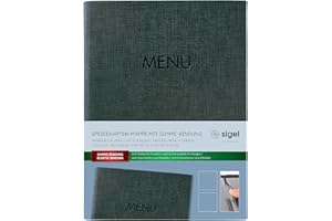SIGEL SM207 Menu folder with elastic cord,with 2 transparent pockets for 8 sheets DIN A5, embossing Menu, anthracite