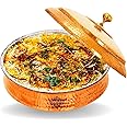 INDIAN ART VILLA Pure Copper Lagan Handi With Lid, Tin Lining, Hammered Cookware For Hyderabadi Dum Biryani Rice And Veg/Nonveg, 24 Inch, 35 Liters