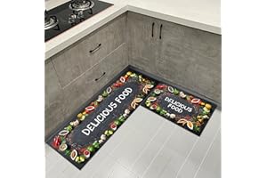 HZVRTN Alfombra de cocina 40 x 60 + 40 x 120 cm, lavable, antideslizante, alfombra de PVC para cocina, 2 unidades, respaldo de goma, alfombrilla de cocina para comedor, cocina, pasillo (D)