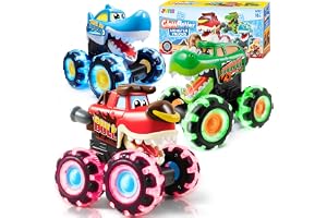 JOYIN 3-pack monstertruck-leksak – rörelseaktiverade upplysta bilar för barn – monsterlysande rover LED-hjul – barn pojkleksa