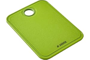 Judge TC397 Petite planche à découper en plastique antidérapant sans BPA pour cuisine avec boucle de suspension et rainure pour jus, passe au lave-vaisselle, 19 cm x 14 cm