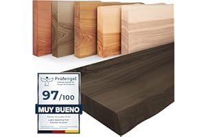 LAMO Manufaktur Estante de Madera con Borde Natural, Modelo Pure, Estante sin Soportes, Negro 60cm, LW-01-A-004-60