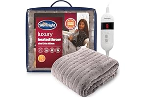 Silentnight Comfort Control Heated Throw Blanket - Luxury Fleece Electric Heated Overblanket for Sofa Bed with 9 Heat Settings, Fast Heat-up and Safety Shut Off - Machine Washable - 120x160cm - Grey