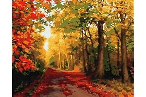 Artnapi Dipingere con i numeri, adulti senza cornice, dipinta a mano, natura, foresta autunnale, kit per principianti e adulti, set con colori acrilici e pennelli, tela da 40 x 50 cm