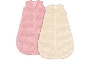 Looxii Paquete de 2 Saco de Dormir para Bebé de Invierno Algodón 1.5 TOG Cálido Manta Envolvente Transpirable Saco de Dormir para Unisex Niñas Niños 0-6 Meses Rosa y albaricoque