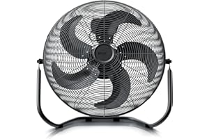 ‎BRANDSON Brandson - Windmaschine Retro Stil 120 Watt - Ventilator schwarz - Standventilator 50cm, Bodenventilator - hoher Luftdurchsatz - stufenlos neigbarer Ventilatorkopf - schwarz matt