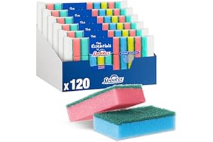 Spontex Éponges à récurer Spontex The Essentials | Résistantes à l’usure et polyvalentes | Coloris assortis | Format économique |6 x 20 (120 éponges au total)