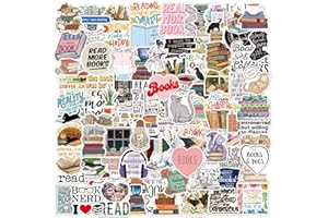Ninnyi 100PCS Book Stickers, Reading Lovers Vinyl Waterproof Motivational Quote Cover Stickers for Water Bottles Laptops
