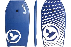 Yello Corp Bodyboards 33’’/37’’/42’’ with Adjustable Wrist Leash for Kids and Adults, Lightweight Bodyboard with XPE Deck, Crescent Tail and EPS Core, Multiple Colours and Sizes