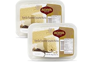 Achva Halva Vanilla - Authentic and Delicious Halvah Halwa - Natural Source of Protein - Vegan & Kosher Healthy Snacks - Halvas 2-Pack (450g per Tub)