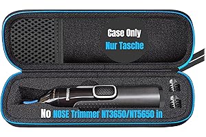 Woollo Funda Compatible con Philips Nariz y Oído recortador de pelo Series 3000 5000 NT3650/16 NT5650/16 Portátil Dura Viaje Case Funda, Negro , monocolor