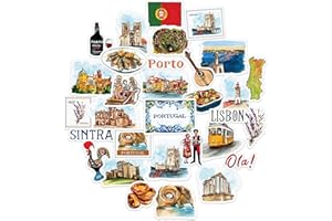 Navy Peony Autocollants de voyage pittoresques au Portugal (31pcs) – Pour scrapbooks, journaux