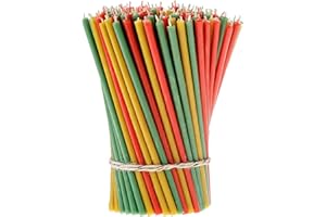 Danilovo Świece z wosku pszczelego (wielokolorowe) – świece prawosławne do modlitwy, rytuałów, dekoracja stołu, nietoksyczne, sadza, nie kapią, długie, zrównoważone, 150 sztuk (3 kolory, wys. 16,5 cm)