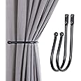 Deco Window 2 Pcs Curtain Holdback for Curtains Wall Mounted Metal Drapery Hook for Door Window Treatment-Ball(Black Matte)