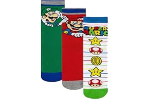 Skarpetki SUPER MARIO 3 Pakiet | Wielopak Skarpetek Dla Chłopców | Bawełniane Skarpetki Luigi Do Kostki | Prezenty Mario | 24cm-40cm