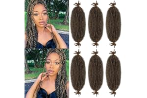 YCaeiou 6 Packs Springy Afro Twist Hair 24 Inch Ombre Marley Twist Crochet Braiding Hair Pre-Separated Spring Twist Hair for Soft Locs Hair Extensions for Women (24Inch,T27)
