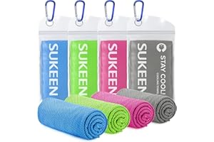 Sukeen 4 Pack Cooling Towel (40"x12"), Ice Towel, Soft Breathable Chilly Microfiber Towel for Yoga, Sport, Running, Gym, Workout, Camping, Fitness, Workout & More Activities