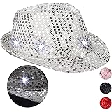 Relaxdays 6 Flashing LED Glitter Men’s and Women’s Party Hat One Size Various Colours