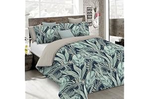 ITALIAN BED LINEN Set Copripiumino Microfibra Fashion, Lavorato in Italia - Parure Copri Piumino - Sacco Piumone 250x200 cm con Patella e Federe Cuscino, Matrimoniale, Tropical
