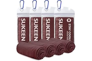 Sukeen 4 Pack Cooling Towels (40"x12") Cool Towel, Cold Towel, Microfiber Soft Breathable Chilly Ice Towel for Yoga,Sport,Running,Gym,Workout,Camping,Fitness,Workout & More Activities