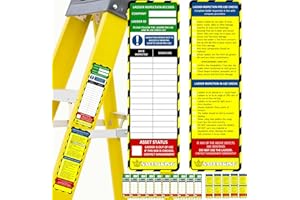 PRINT KINGS Ladder Inspection Tags 15 pcs 10x Inspection Ladder Tag Stickers and 5X Procedure Stickers. Self Adhesive Vinyl Labels. Heavy Duty, Long Lasting. Weatherproof. Safetyking Made in UK