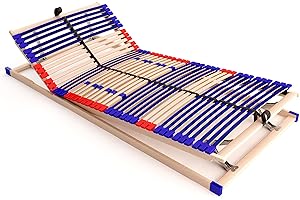 stabiler Lattenrost 100% BUCHE - Kopf- und Fußteil verstellbar - SCHULTERFRÄSUNG, 7 Zonen, 42 Federleisten, Härteregulierung, Mittelgurt - VARIO PLUS SLEEP BEST 42® unmontiert (140x200cm)