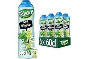 Teisseire Zéro Sucre, Sirop Saveur Mojito pour Cocktail et Cocktail sans Alcool, Boisson rafraîchissante, Bidon 6x60cl