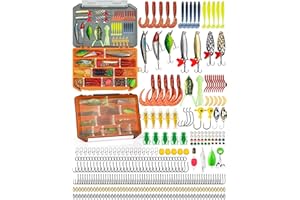 pullther 380 Pcs Fishing Lure Mixed Set, Including Spinner, Casting Aid, Split Rings, Fishing Snaps, Fish Eye Beads, Crank & Other Accessories, for Freshwater Saltwater