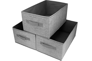 Clay Roberts Storage Baskets, Set of 3, Grey, Foldable Fabric Storage Baskets, Rectangle Basket, Shelves and Wardrobes, Grey Boxes, Box, Unit Cubes