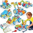 MOONTOY Building STEM Toys for 4 5 6 7 8 Year Old Boys Gift, 6 in 1 Building Blocks for 4-8 6-8 Construction Toy for Preschool STEM Kit Educational Engineering Kit Ages 3 4 5 6 Year Old Birthday Gift