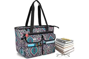 LoDrid Teacher Bag with Bottom Pad, with Separated Storage Laptop Layer (up to 15.6 Inch), Teacher Bags and Totes, Teacher Utility Bag with Large Compartment