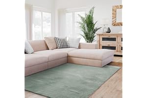 ‎INTERIYOU Interiyou Hochflorteppich Fargo - 120x170 cm Grün - Flauschiger Fellteppich aus Kunstfell - waschbar und rutschfest - weicher Langflor Fell