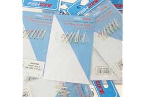 FISHZONE RIG PRO SERIES - 10 Packs of Single Type Commercial Quality Sea Feather Lure Fishing Rigs - Ideal for Sea Boat Shore for Mackerel, Herring, Bass & Cod (Sabiki Red)
