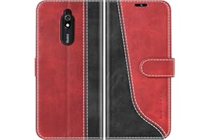 Mulbess Funda para Xiaomi Redmi 8A, Funda Piel Case Cover, Cierre Magnético, Soporte Plegable, Ranura para Tarjeta, Elegante Vino Rojo