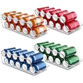 KICHLY Fridge Can Organizer (Pack of 4) &ndash; Stackable and Space Saving &ndash; Soda Can Dispenser for Pantry, Fridge, Freezer &amp; Laund