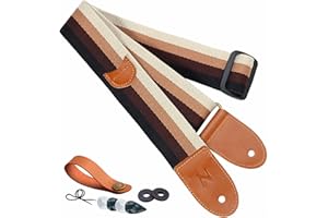 Nefelibata sangle de guitare en coton avec poche à médiators pour guitare basse, électrique et acoustique