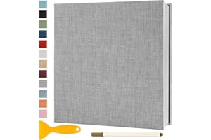 SEMFALBUUMS Album Photo Adhesif Vierge 28x27 CM Classeur Photo Livre Photo Personnalisable Scrapbook de Classe Mariage Livre D'or Enfant Bebe DIY Carte Postale, 60 Pages Gris