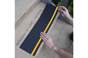 LIFEGRIP STAY ON TRACK LifeGrip Anti-Rutsch-Traktionstritte mit reflektierendem Streifen (10-Pack), 15cm X 61cm, Best Grip Tape Grit Anti-Rutsch-Band im Freien, High Traction Friction Abrasive Adhesive für Treppenstufen