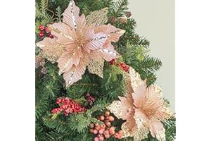 KI Store Grande Poinsettia natalizia 6 pezzi di fiori artificiali Scegli spray per ghirlanda di ghirlande di decorazioni per alberi di Natale (Rosa)