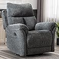 ANJ HOME Swivel Glider Recliner Rocker Chair for Nursery, Manual Fabric Overstuffed Soft Rocking Recliner Chairs Sofa for Living Room, Grey