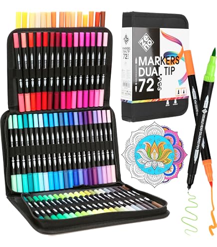 Hipzeepo Pennarelli A Pennello Con Effetto Glitter – 48 Colori, Doppia Punta (1-5mm E Fine) Per Disegno E DIY