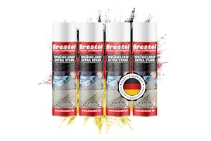 Brestol ® Spraylim extra stark - industriell självhäftande spray med justerbart sprayhuvud - snabbtorkande och exakt doserbar, spraylim för skum, trä, metall, plast, etc. 4 x 500 ml