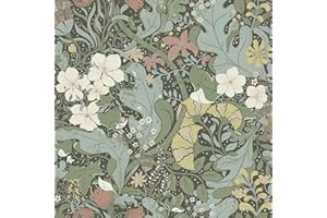 Timeet Samoprzylepna tapeta, zielone liście, kwiaty, folia samoprzylepna 41 x 1000 cm, folia do mebli, samoprzylepna, wzór botaniczny, winorośl, wodoodporna naklejka na meble, folia winylowa do mebli,