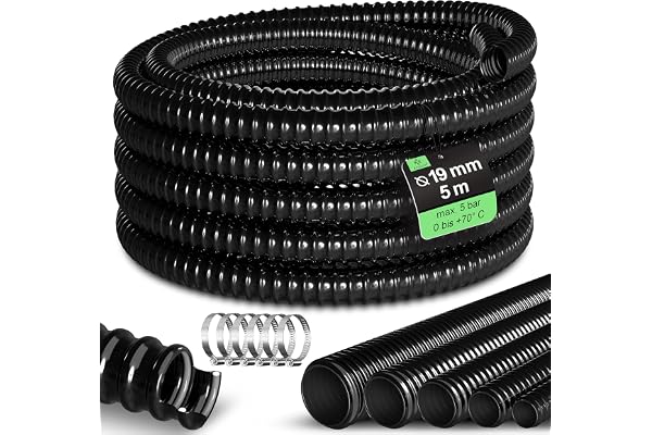 KESSER® Tuyau de Bassin Premium Tuyau en Spirale 10m / Ø 19mm Tuyau d'aspiration pour bassins Installations de Filtration, Pompes, Cascades et Bains à remous| Tuyau de Pompe